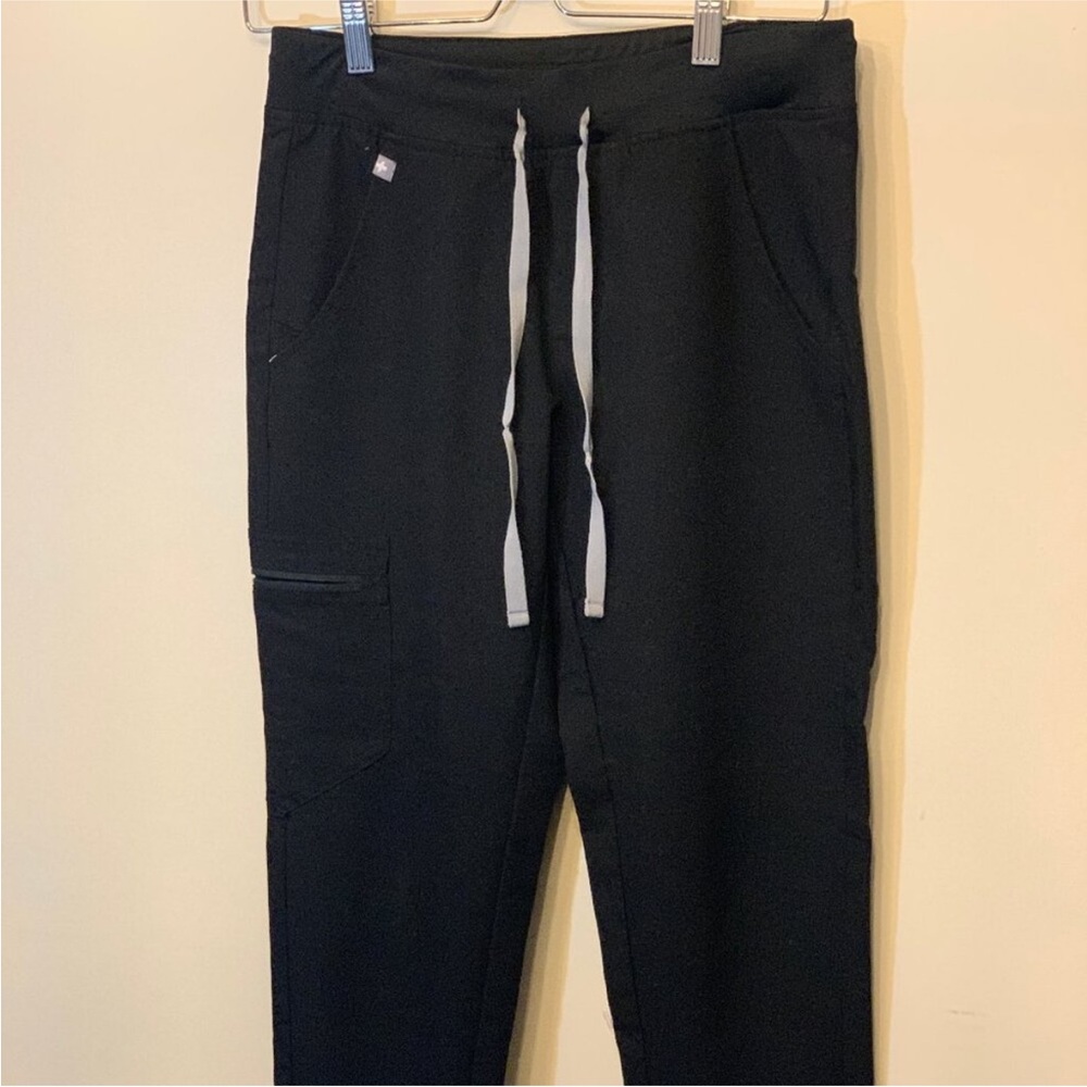 FIGS Black Jogger Pants with Gray Drawstrings